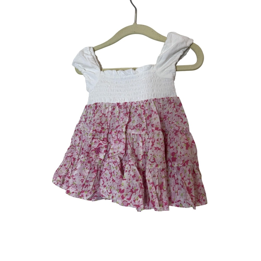 Polo Ralph Lauren Dress Baby Girls 0-3 Months Pink Floral Smocked Sundress